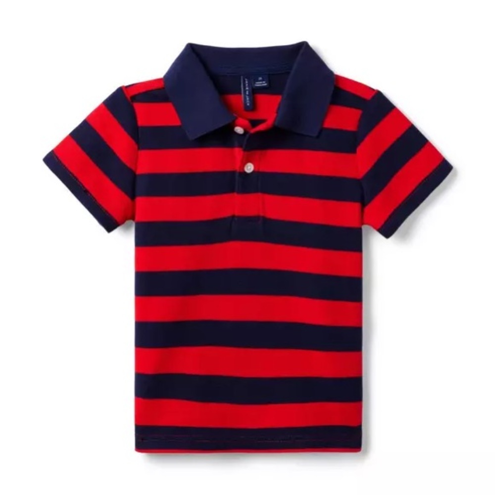Janie and Jack The Classic Striped Pique Polo in True Res Stripe, 4